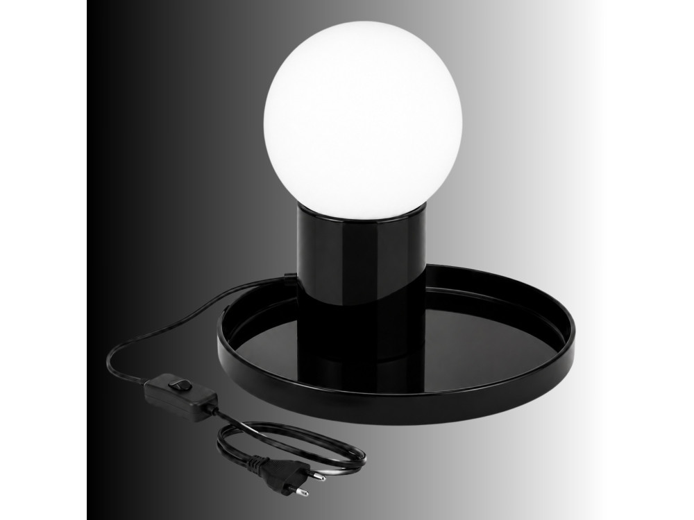 Candeeiro de mesa em metal «Tray» - 20 x 20 x 17 cm - Preto