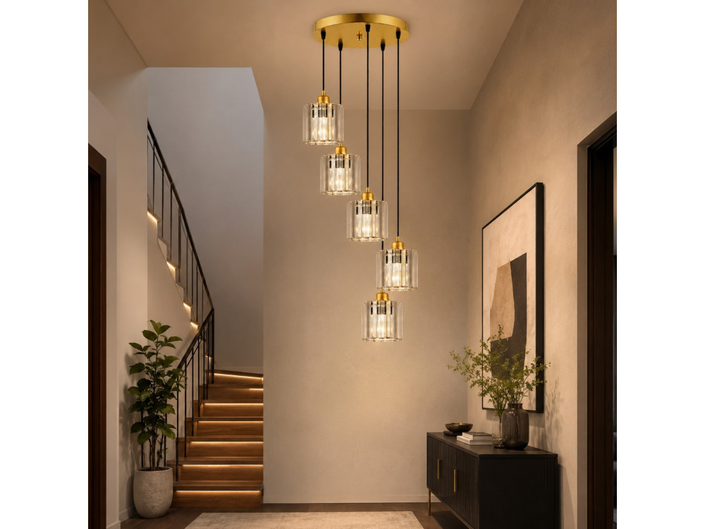 Candelabro de metal «Yakops» - 47 x 47 x 105 cm - Amarelo