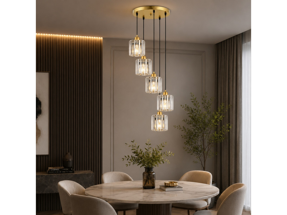 Candelabro de metal «Yakops» - 47 x 47 x 105 cm - Amarelo