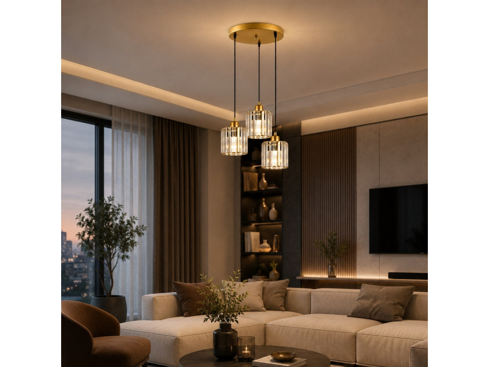 Candelabro de metal «Yakops» - 37 x 37 x 85 cm - Amarelo
