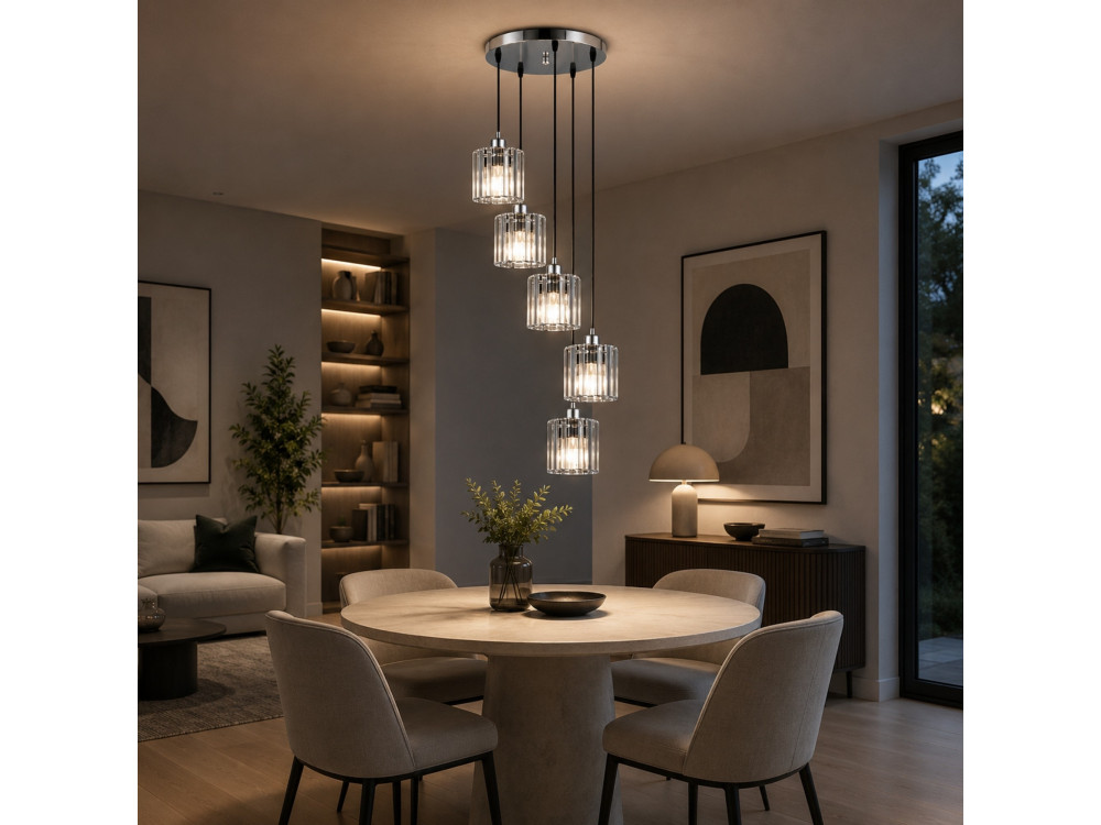 Candelabro de metal «Yakops» - 47 x 47 x 105 cm - Cinzento