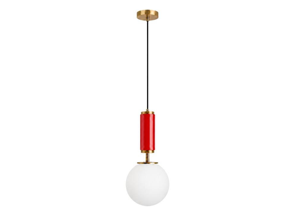 Candeeiro suspenso em metal «Moira» - 15 x 15 x 120 cm - Vermelho
