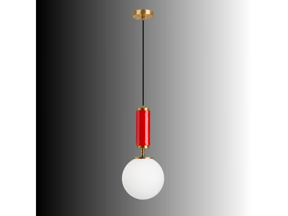 Candeeiro suspenso em metal «Moira» - 15 x 15 x 120 cm - Vermelho