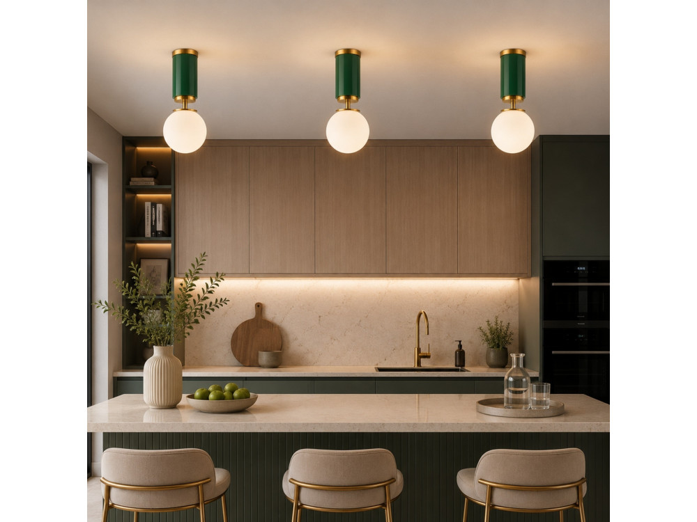 Candeeiro de teto em metal «Moira» - 15 x 15 x 38 cm - Verde