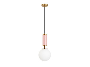 Candeeiro suspenso em metal «Moira» - 15 x 15 x 120 cm - Rosa