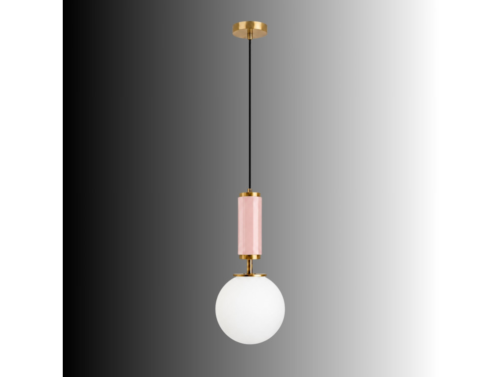 Candeeiro suspenso em metal «Moira» - 15 x 15 x 120 cm - Rosa