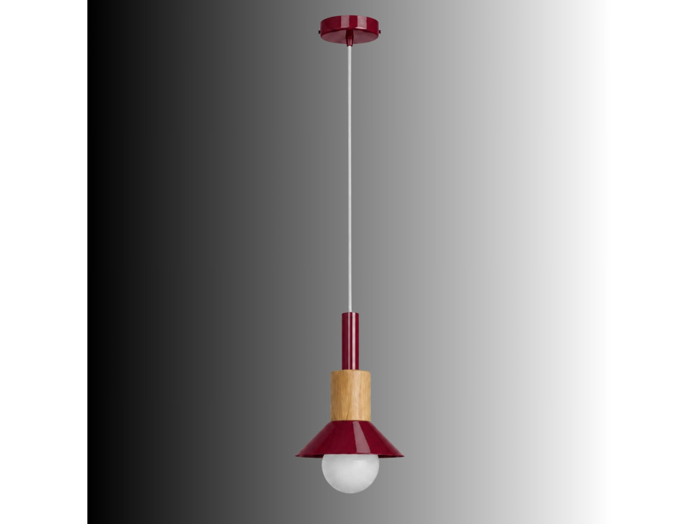 Candeeiro suspenso em metal «Elwood» - 14 x 26 cm - Vermelho