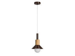 Candeeiro suspenso em metal «Elwood» - 14 x 26 cm - Castanho