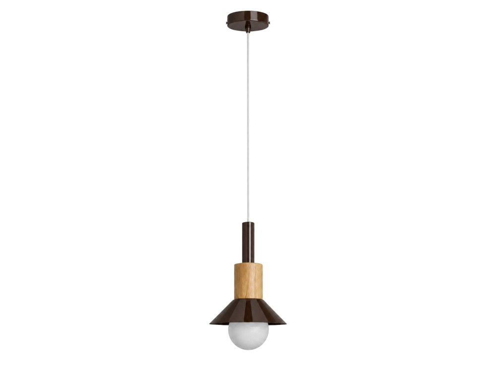Candeeiro suspenso em metal «Elwood» - 14 x 26 cm - Castanho