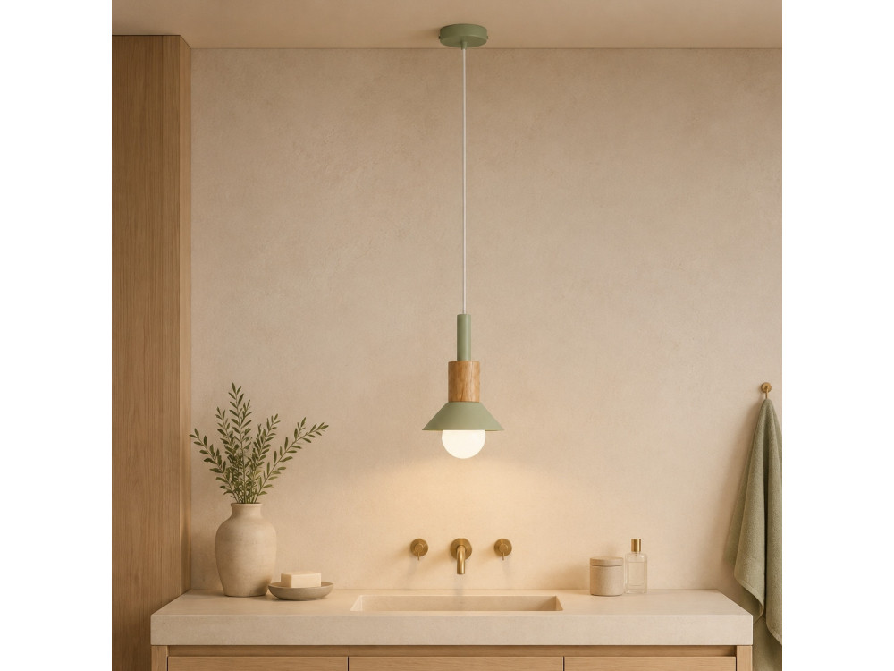 Candeeiro suspenso em metal «Elwood» - 14 x 26 cm - Verde