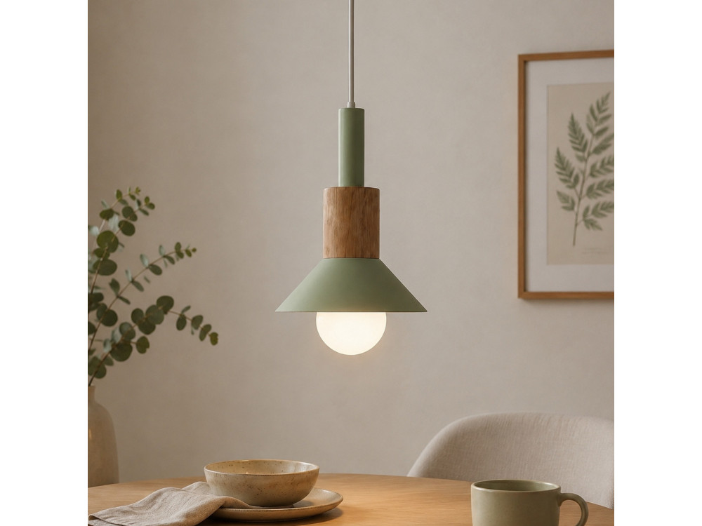 Candeeiro suspenso em metal «Elwood» - 14 x 26 cm - Verde