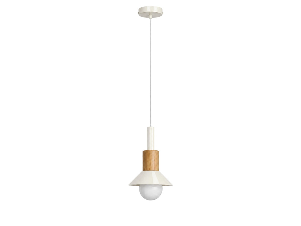 Candeeiro suspenso em metal «Elwood» - 10 x 25 cm - Bege