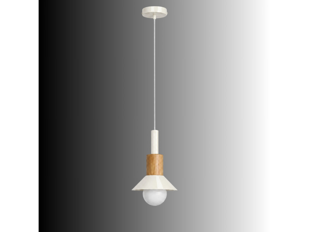 Candeeiro suspenso em metal «Elwood» - 10 x 25 cm - Bege