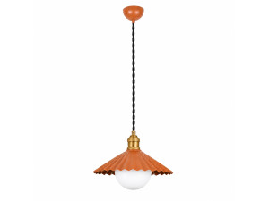 Candeeiro suspenso em metal «Plise» - 32 x 32 cm - Laranja