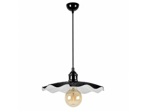 Candeeiro suspenso em metal «Ondula» - 34 x 34 cm - Preto