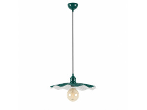 Candeeiro suspenso em metal «Ondula» - 34 x 34 cm - Verde escuro