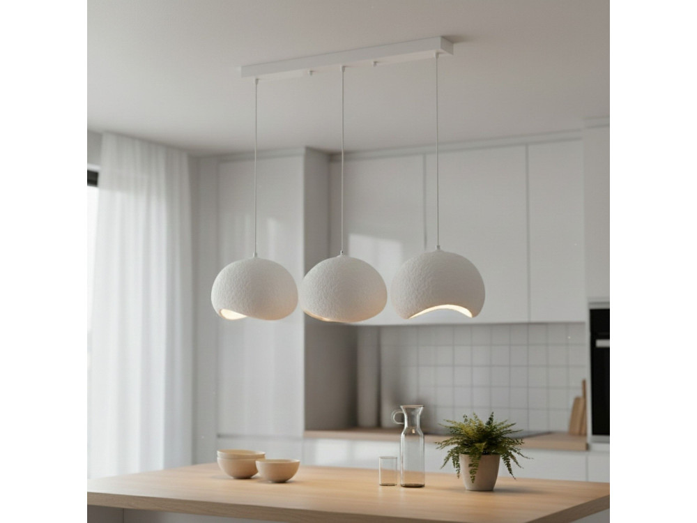 Candelabro de metal «Yontu» - 27 x 30 x 65 cm - Branco