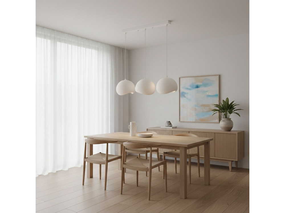 Candelabro de metal «Yontu» - 27 x 30 x 65 cm - Branco