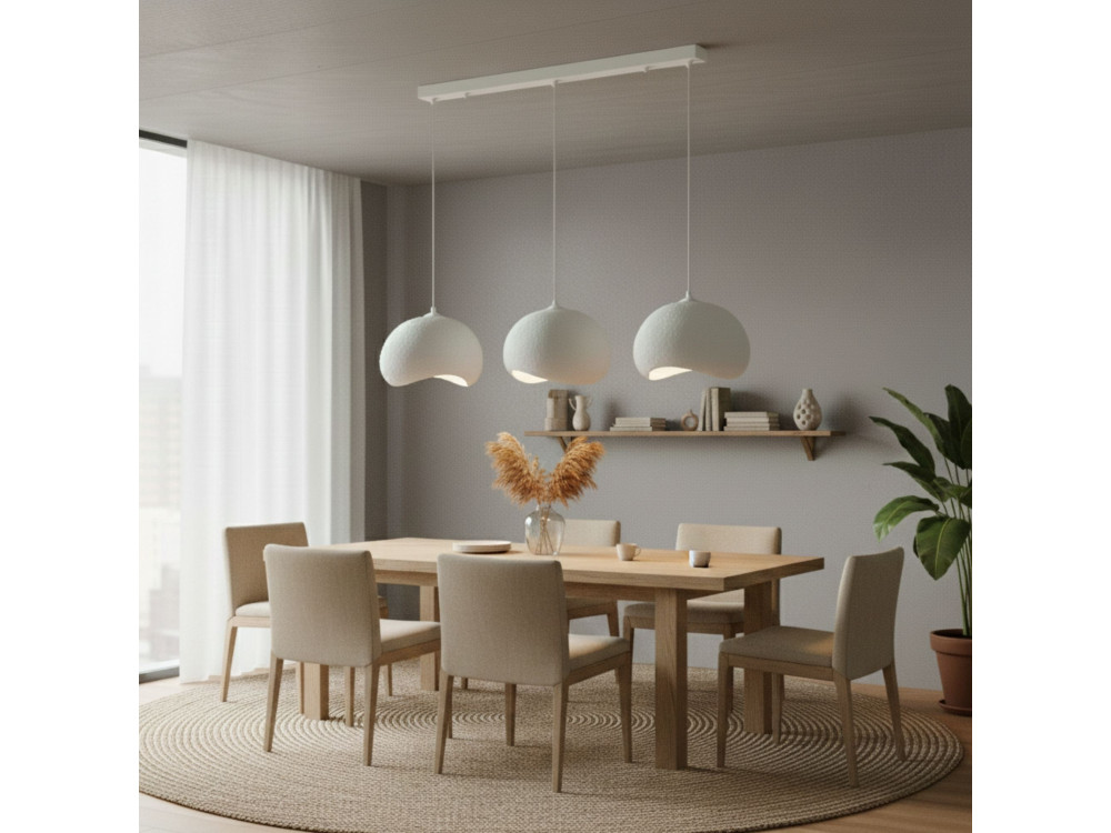 Candelabro de metal «Yontu» - 27 x 30 x 65 cm - Branco