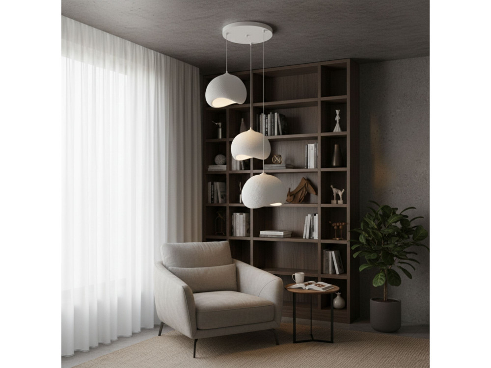 Candelabro de metal «Yontu» - 55 x 29 x 120 cm - Branco