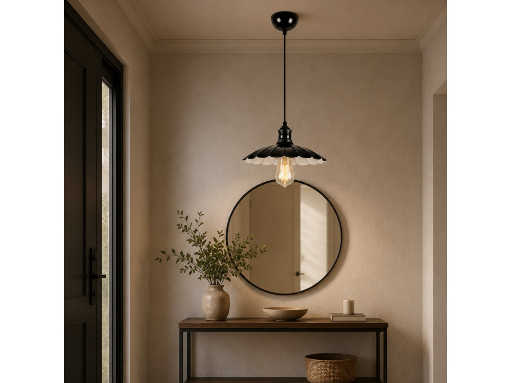 Candeeiro suspenso em metal «Volan» - 25 x 25 cm - Preto