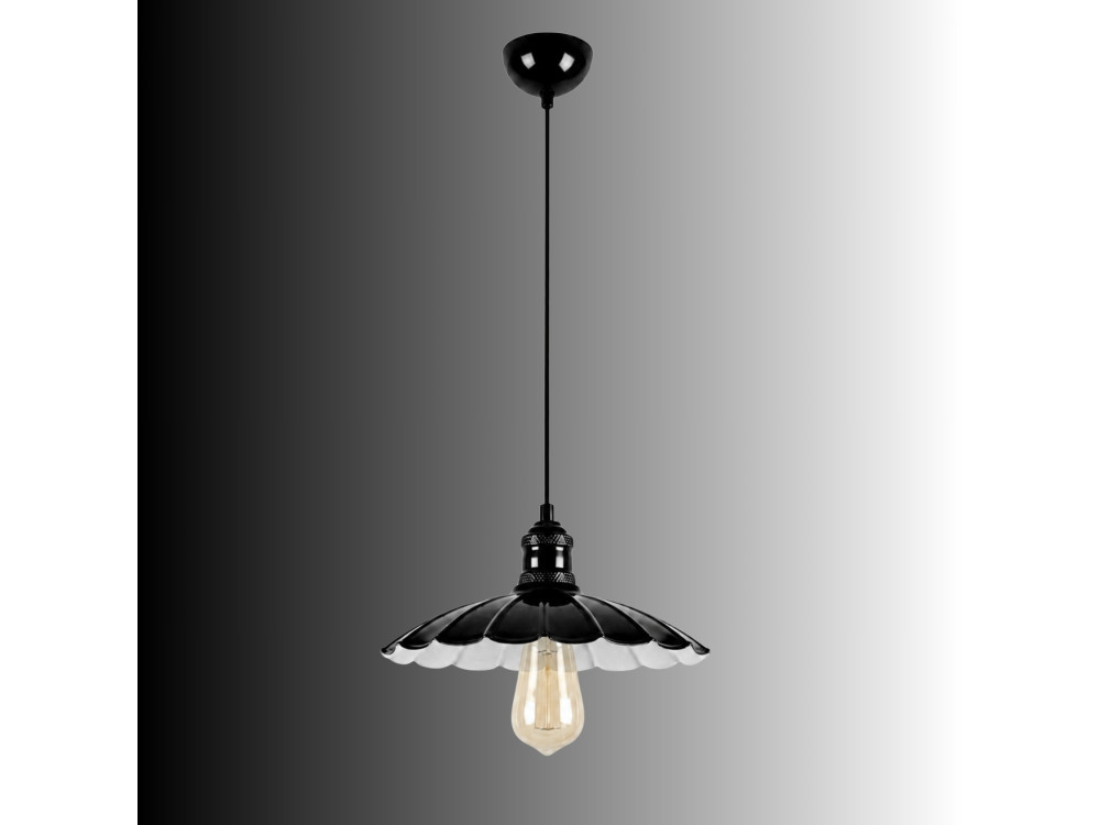 Candeeiro suspenso em metal «Volan» - 25 x 25 cm - Preto
