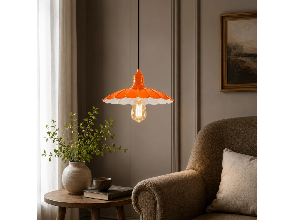 Candeeiro suspenso em metal «Volan» - 25 x 25 cm - Laranja