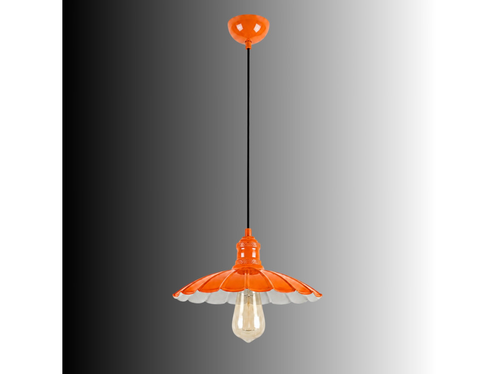 Candeeiro suspenso em metal «Volan» - 25 x 25 cm - Laranja