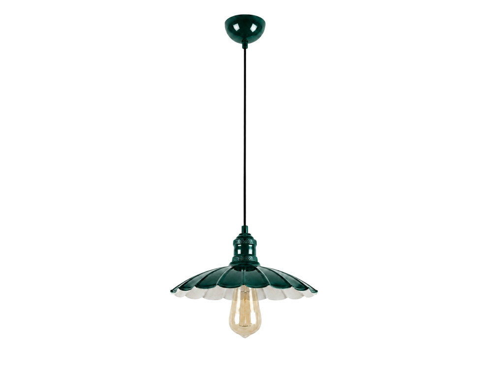 Candeeiro suspenso em metal «Volan» - 25 x 25 cm - Verde escuro
