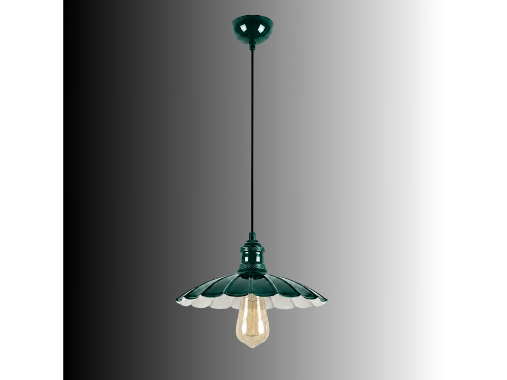 Candeeiro suspenso em metal «Volan» - 25 x 25 cm - Verde escuro
