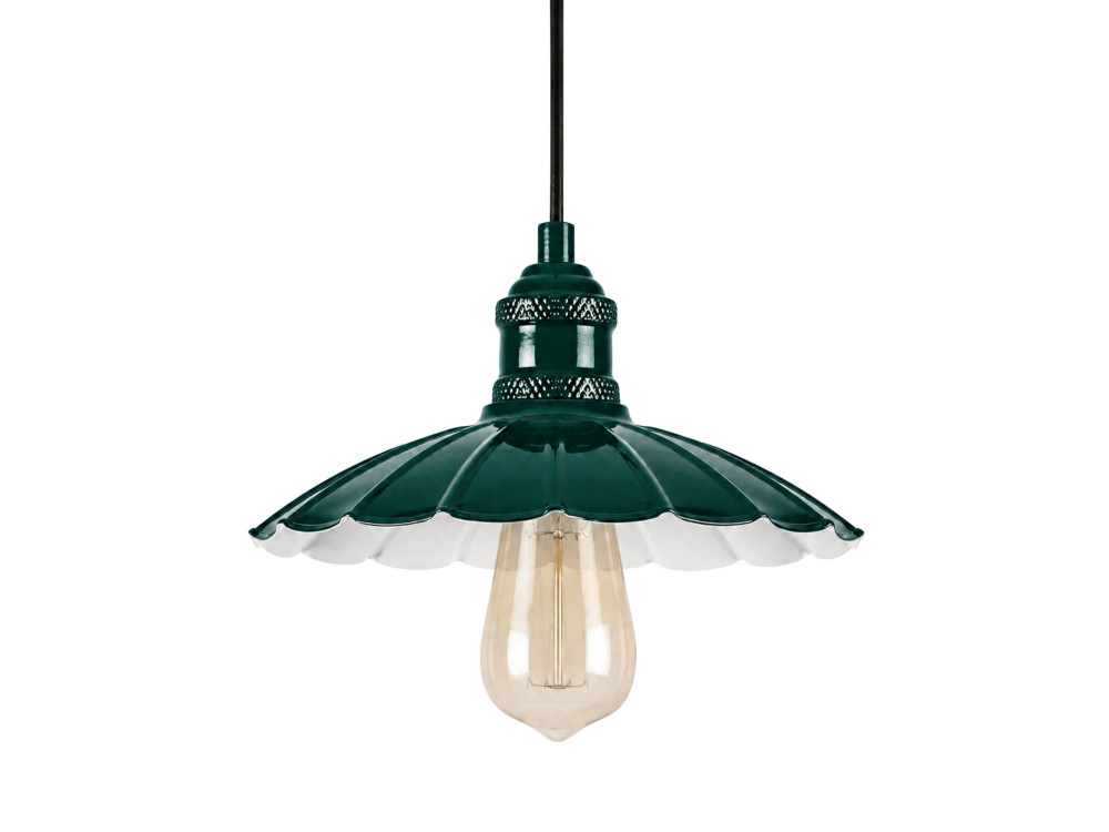 Candeeiro suspenso em metal «Volan» - 25 x 25 cm - Verde escuro