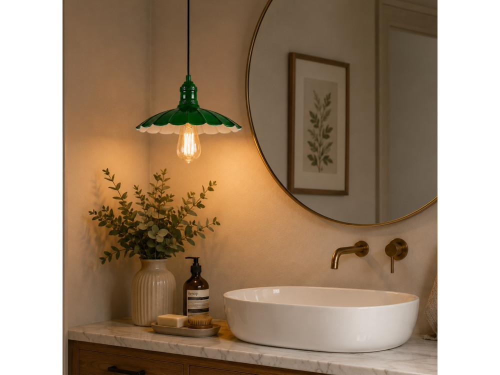 Candeeiro suspenso em metal «Volan» - 25 x 25 cm - Verde claro