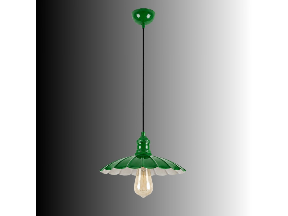 Candeeiro suspenso em metal «Volan» - 25 x 25 cm - Verde claro