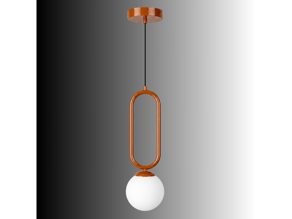Candeeiro suspenso em metal «Loop» - 15 x 15 cm - Castanho