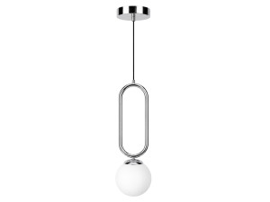 Candeeiro suspenso em metal «Loop» - 15 x 15 cm - Cromado