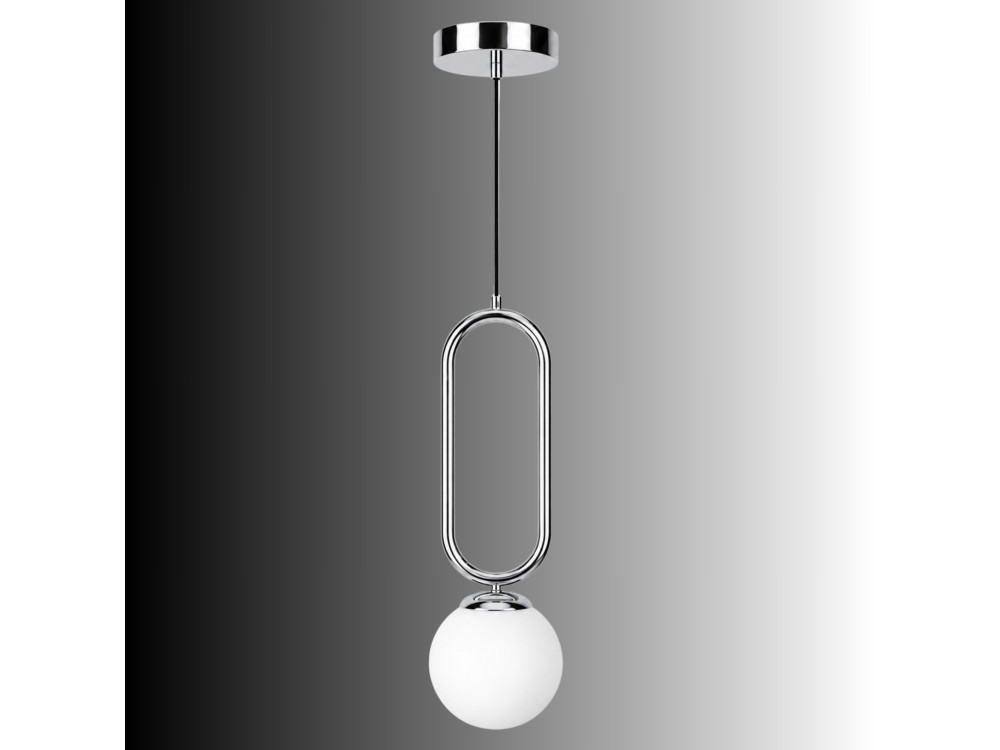 Candeeiro suspenso em metal «Loop» - 15 x 15 cm - Cromado