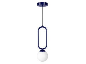 Candeeiro suspenso em metal «Loop» - 15 x 15 cm - Azul-marinho