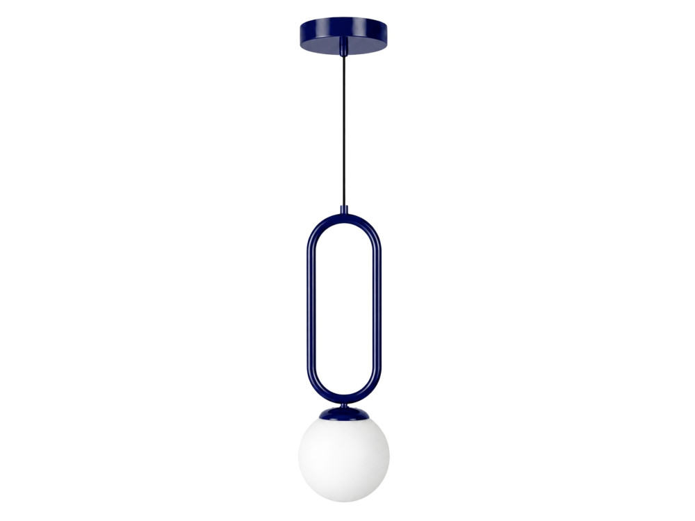Candeeiro suspenso em metal «Loop» - 15 x 15 cm - Azul-marinho