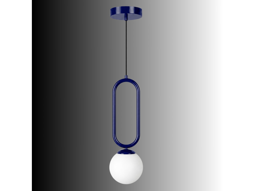 Candeeiro suspenso em metal «Loop» - 15 x 15 cm - Azul-marinho