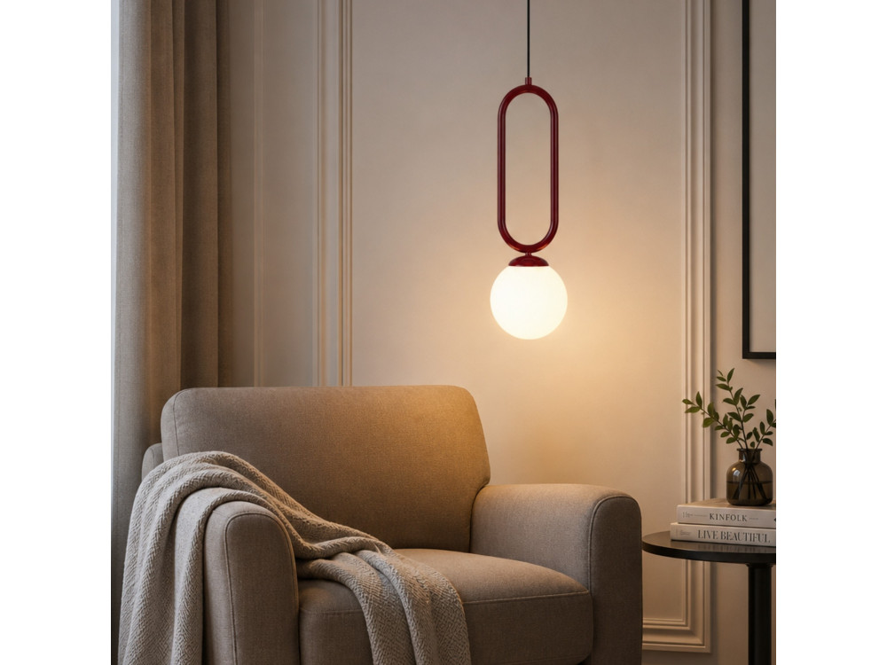 Candeeiro suspenso em metal «Loop» - 15 x 15 cm - Bordéus