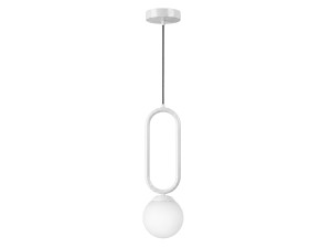 Candeeiro suspenso em metal «Loop» - 15 x 15 cm - Branco