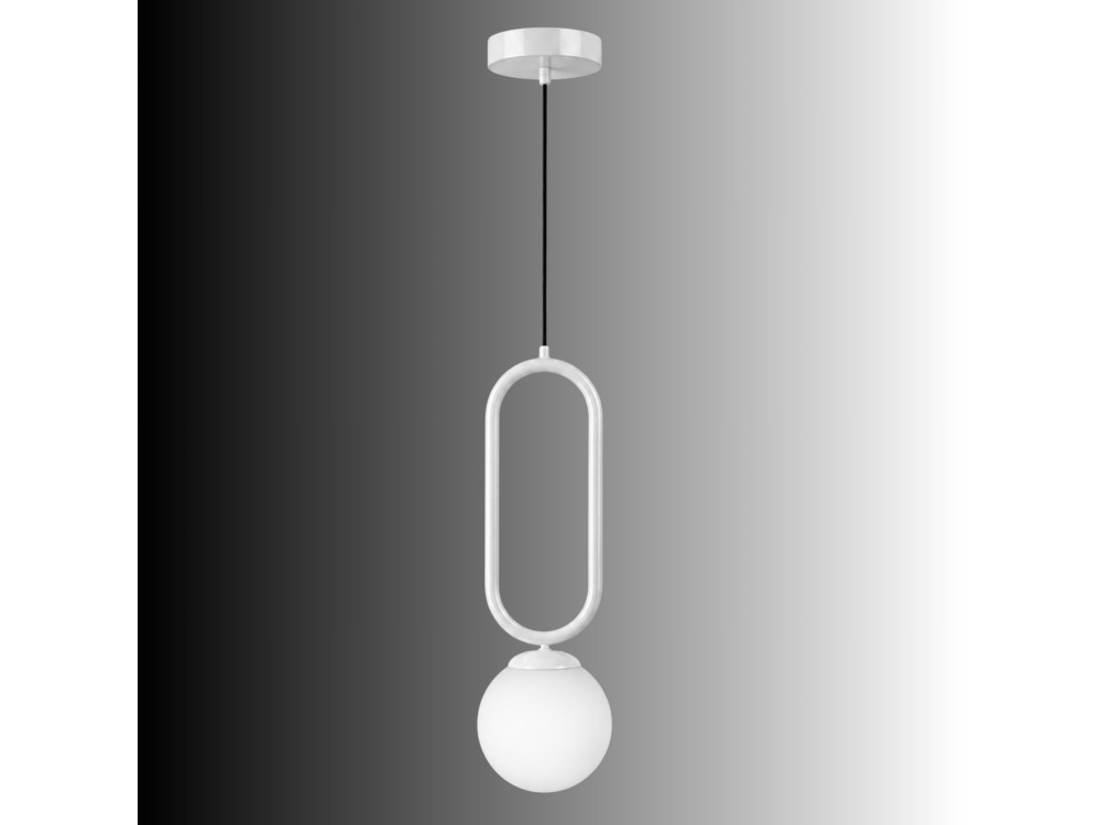 Candeeiro suspenso em metal «Loop» - 15 x 15 cm - Branco