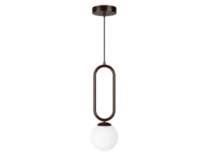 Candeeiro suspenso em metal «Loop» - 15 x 15 cm - Castanho escuro
