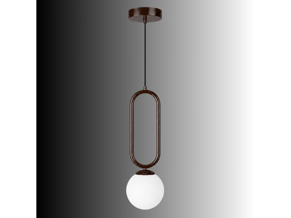 Candeeiro suspenso em metal «Loop» - 15 x 15 cm - Castanho escuro
