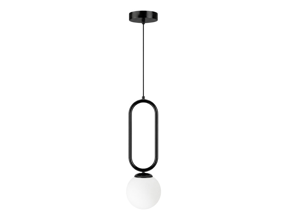Candeeiro suspenso em metal «Loop» - 15 x 15 cm - Preto