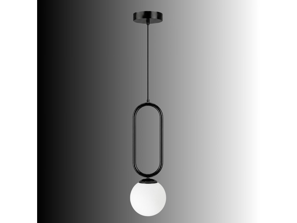 Candeeiro suspenso em metal «Loop» - 15 x 15 cm - Preto
