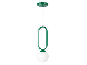 Candeeiro suspenso em metal «Loop» - 15 x 15 cm - Verde escuro