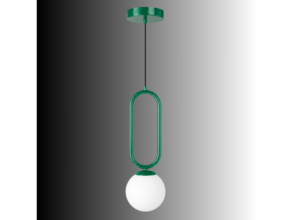 Candeeiro suspenso em metal «Loop» - 15 x 15 cm - Verde escuro