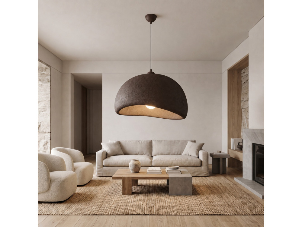 Candeeiro suspenso em metal «Beta» - 50 x 40 cm - Castanho