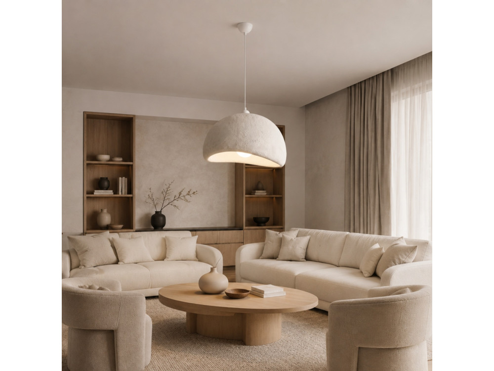 Candeeiro suspenso em metal «Beta» - 50 x 40 cm - Branco
